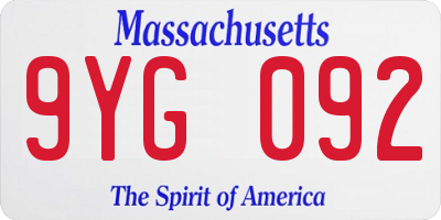 MA license plate 9YG092