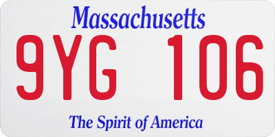 MA license plate 9YG106