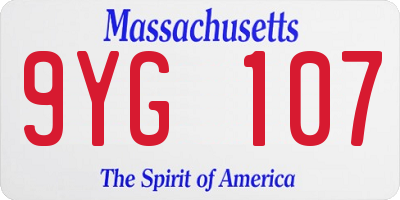 MA license plate 9YG107