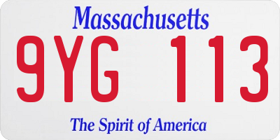 MA license plate 9YG113
