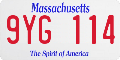 MA license plate 9YG114
