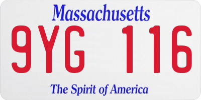 MA license plate 9YG116