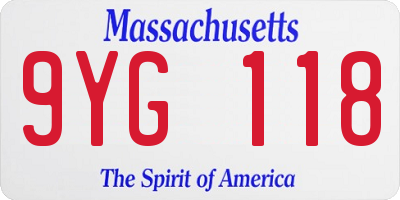 MA license plate 9YG118