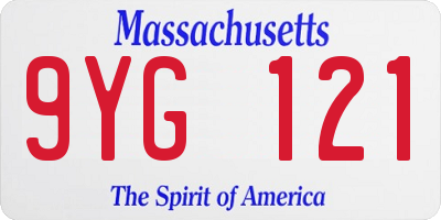 MA license plate 9YG121