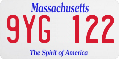 MA license plate 9YG122