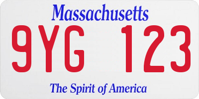 MA license plate 9YG123