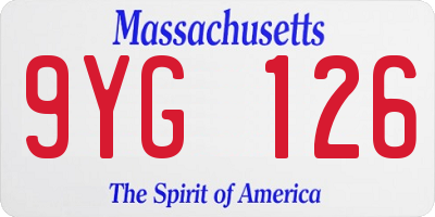 MA license plate 9YG126