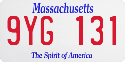 MA license plate 9YG131