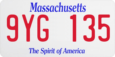 MA license plate 9YG135