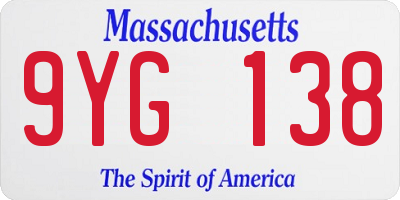 MA license plate 9YG138
