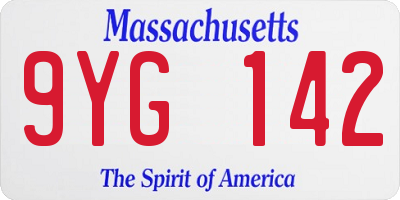 MA license plate 9YG142
