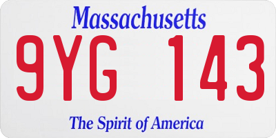 MA license plate 9YG143