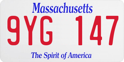 MA license plate 9YG147