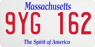 MA license plate 9YG162
