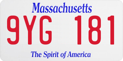 MA license plate 9YG181