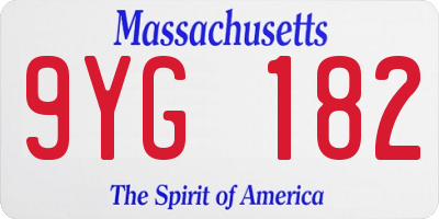 MA license plate 9YG182