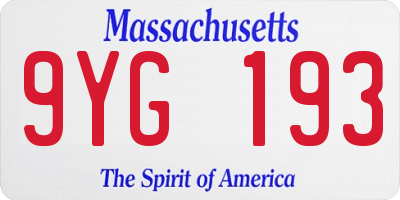 MA license plate 9YG193