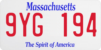 MA license plate 9YG194