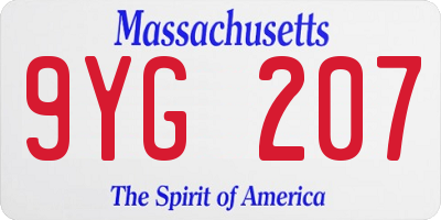 MA license plate 9YG207