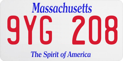 MA license plate 9YG208