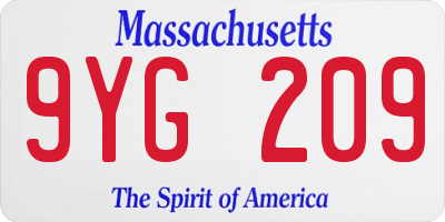 MA license plate 9YG209
