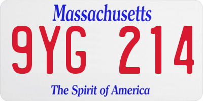 MA license plate 9YG214