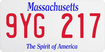 MA license plate 9YG217