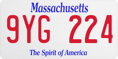 MA license plate 9YG224