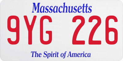 MA license plate 9YG226