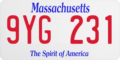 MA license plate 9YG231