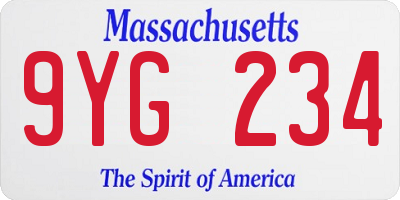 MA license plate 9YG234