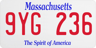 MA license plate 9YG236