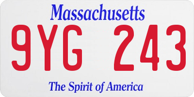 MA license plate 9YG243