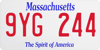 MA license plate 9YG244