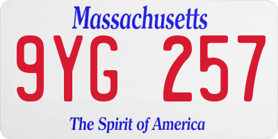 MA license plate 9YG257