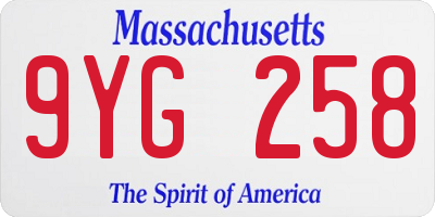 MA license plate 9YG258