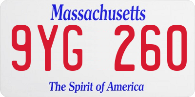 MA license plate 9YG260