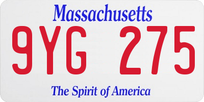 MA license plate 9YG275