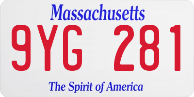MA license plate 9YG281