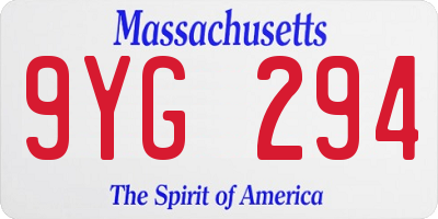 MA license plate 9YG294