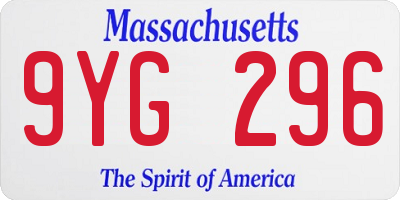 MA license plate 9YG296
