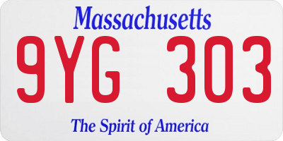 MA license plate 9YG303