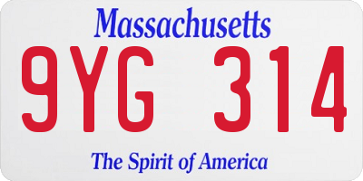 MA license plate 9YG314