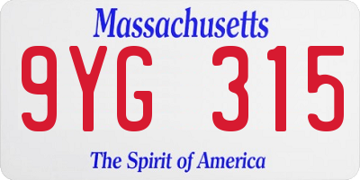 MA license plate 9YG315
