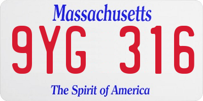 MA license plate 9YG316