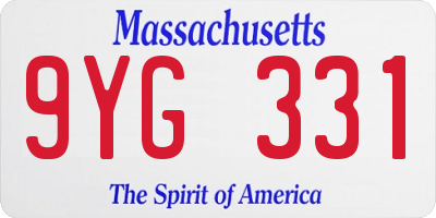 MA license plate 9YG331