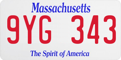 MA license plate 9YG343