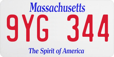 MA license plate 9YG344