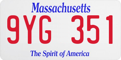 MA license plate 9YG351