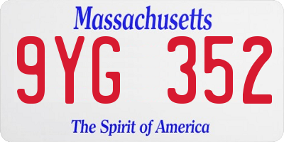 MA license plate 9YG352